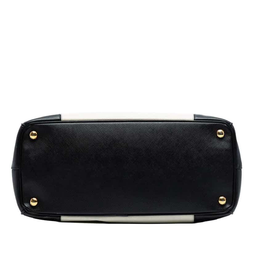 Prada Medium Bicolor Saffiano Lux Galleria Double Zip Satchel White Leather Good condition - Inside View