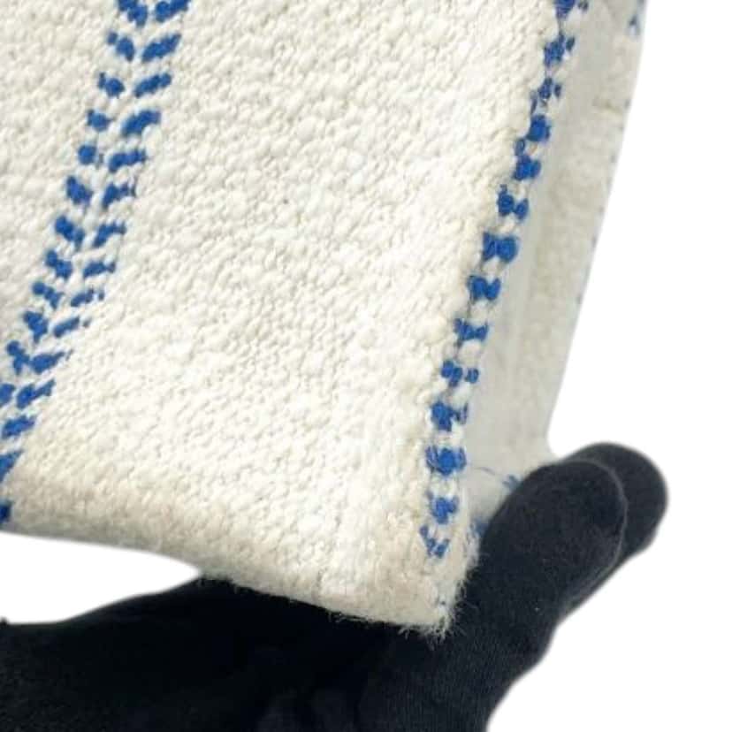 Celine Small Wool Cuir Triomphe Stripe Cabas Thais Satchel White Wool Good condition - Box View