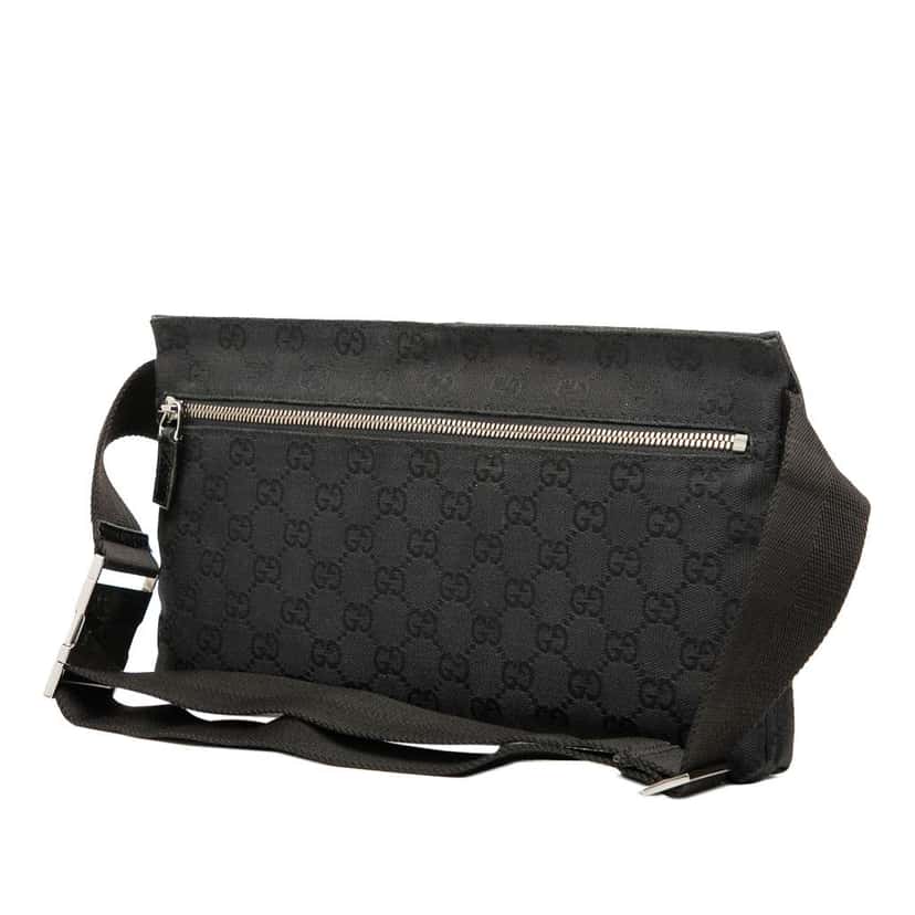 Gucci GG Canvas Double Pocket Belt Bag Black Canvas Good condition - Back View