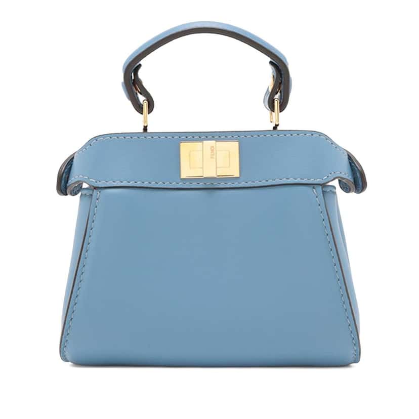 Fendi Nano Nappa Peekaboo Satchel Blue Leather Good condition - Back View