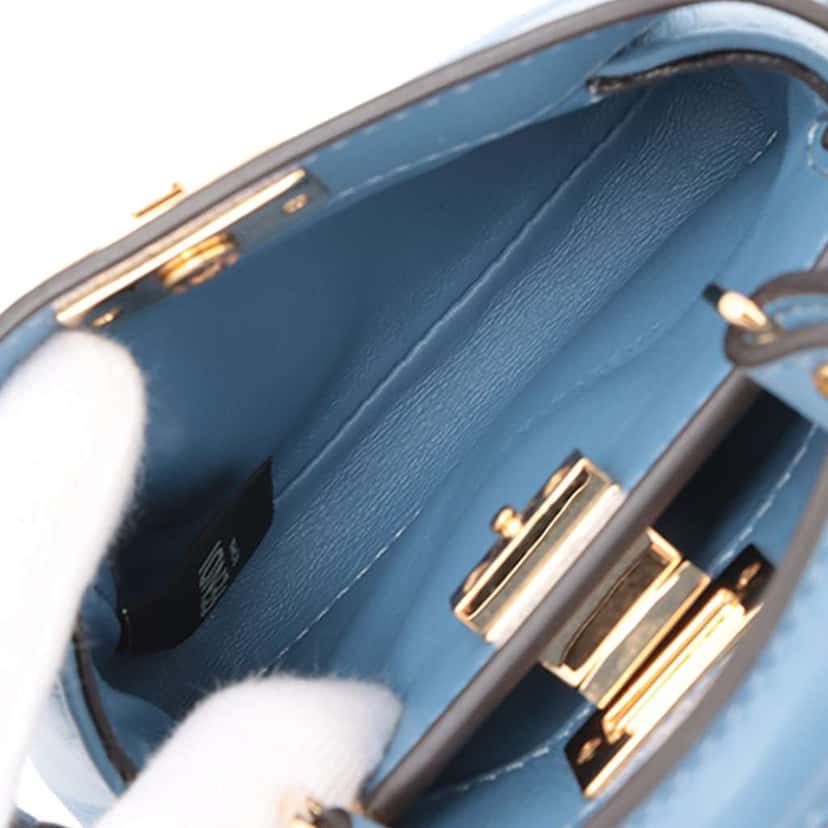 Fendi Nano Nappa Peekaboo Satchel Blue Leather Good condition - Box View