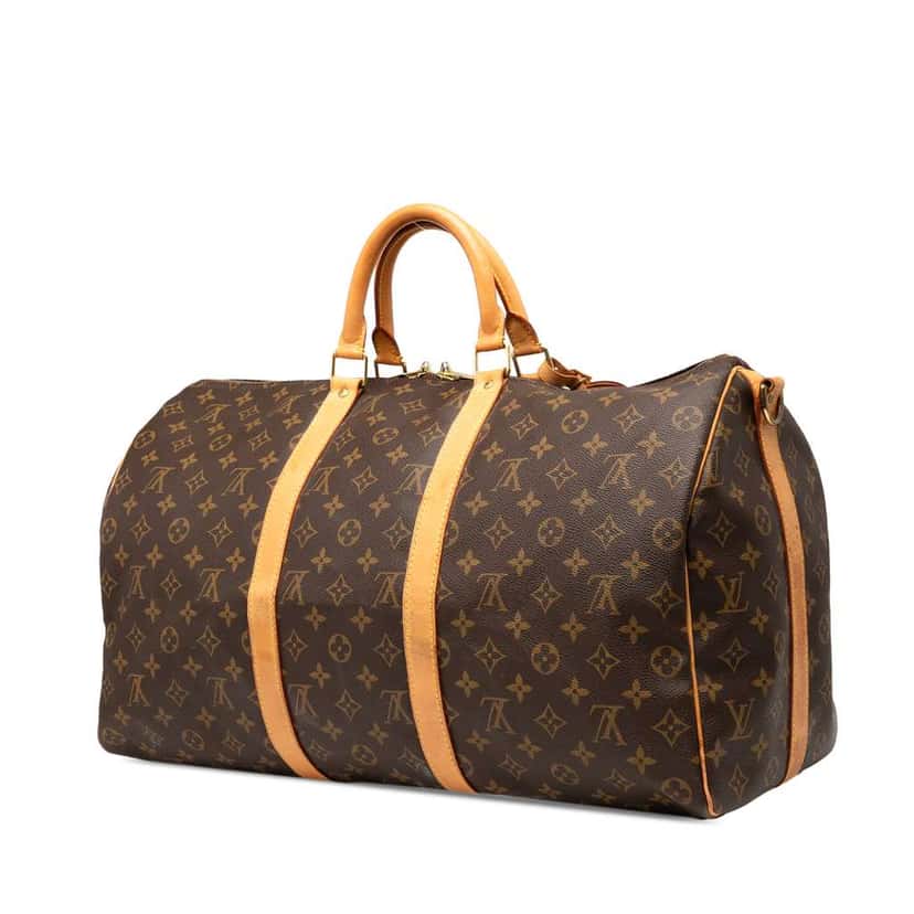 Louis Vuitton Monogram Keepall Bandouliere 50 Brown Fair condition - Back View