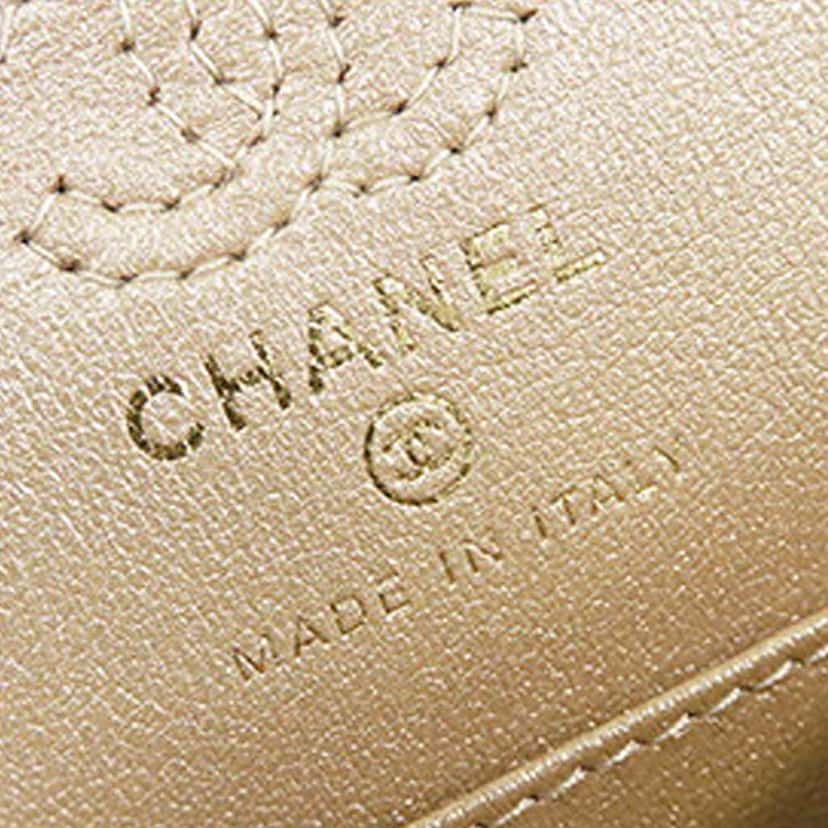 Chanel Mini Classic Metallic Calfskin Charm Double Flap Gold Leather Good condition - Box View