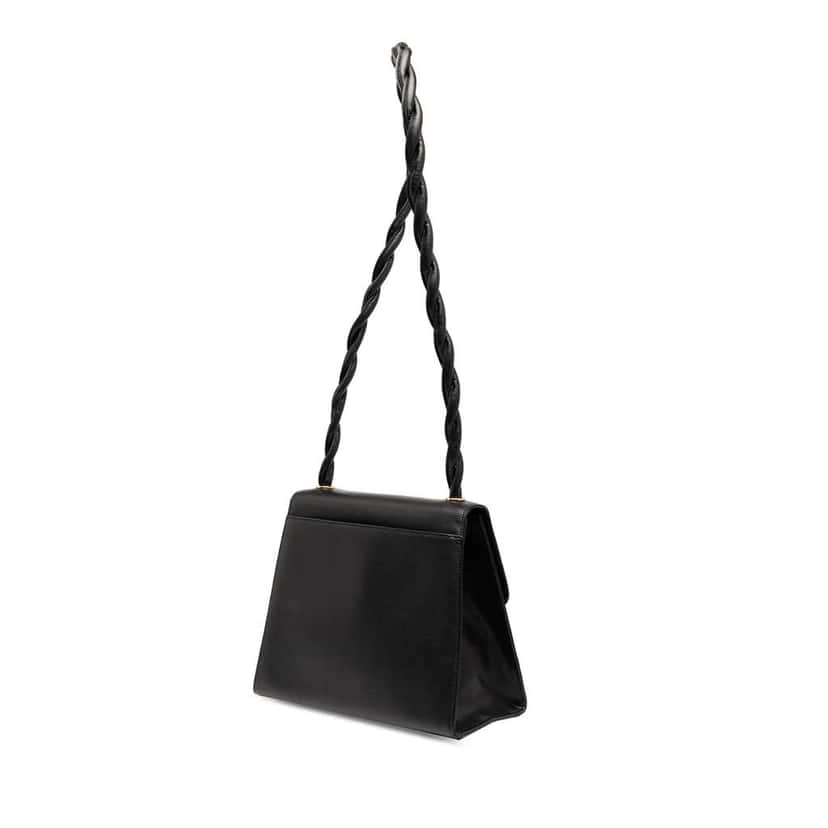Chanel CC Caviar Twisted Strap Shoulder Bag Black Leather Good condition - Back View