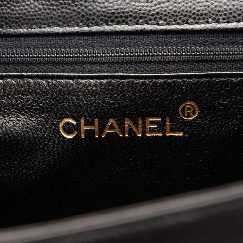 Chanel CC Caviar Twisted Strap Shoulder Bag Black Leather Good condition - Box View