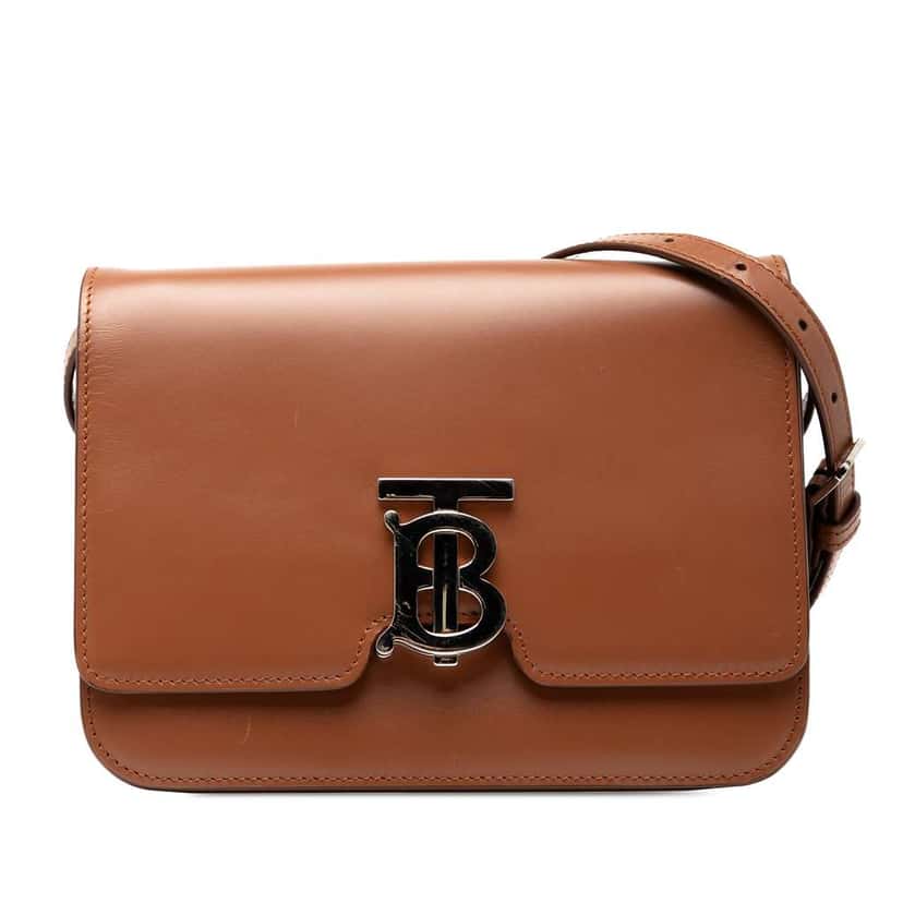 Burberry Small Smooth Calfskin TB Crossbody Brown Leather Very good condition - Front View