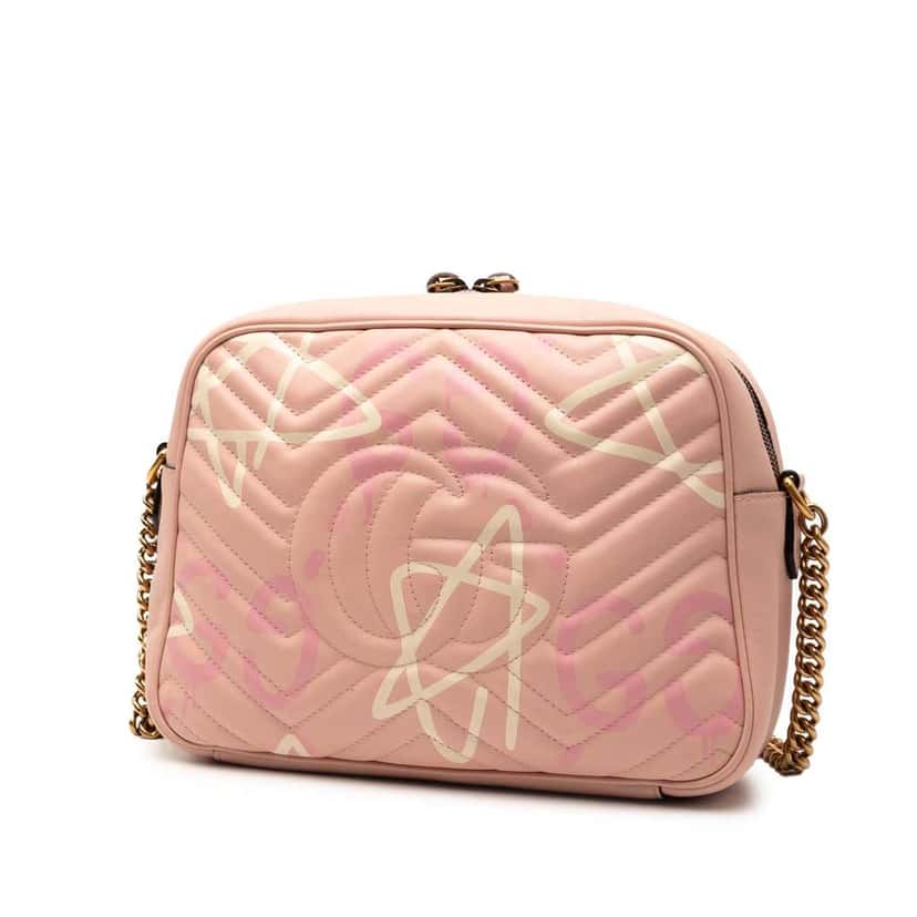 Gucci GG Marmont Matelasse Leather Gucci Ghost Crossbody Pink Leather Good condition - Back View