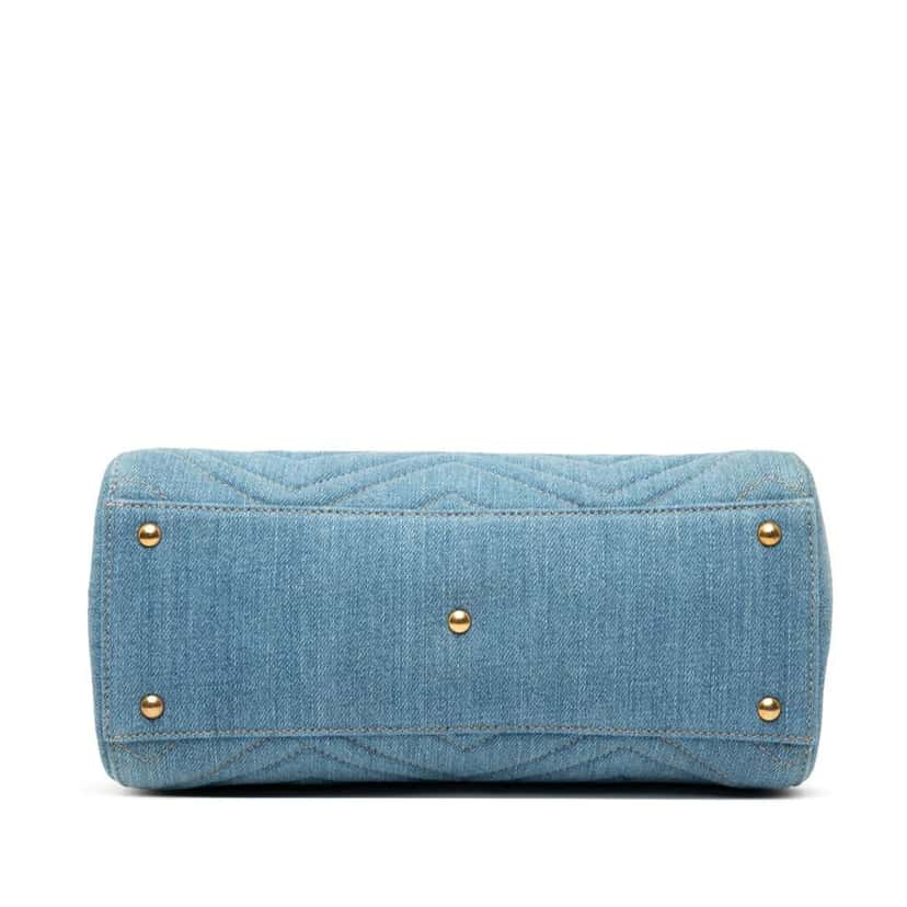 Gucci Small GG Marmont Matelasse Denim Pearly Satchel Blue Denim Very good condition - Inside View