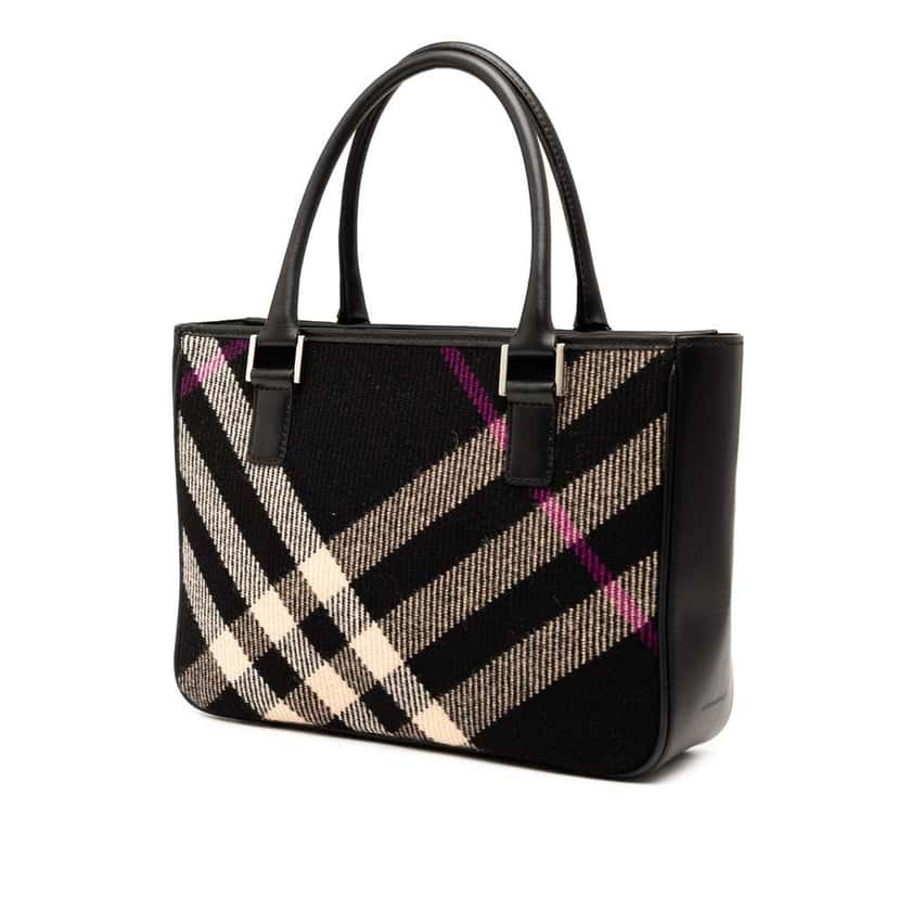 Burberry Supernova Check Wool Handbag Black Wool Good condition - Back View