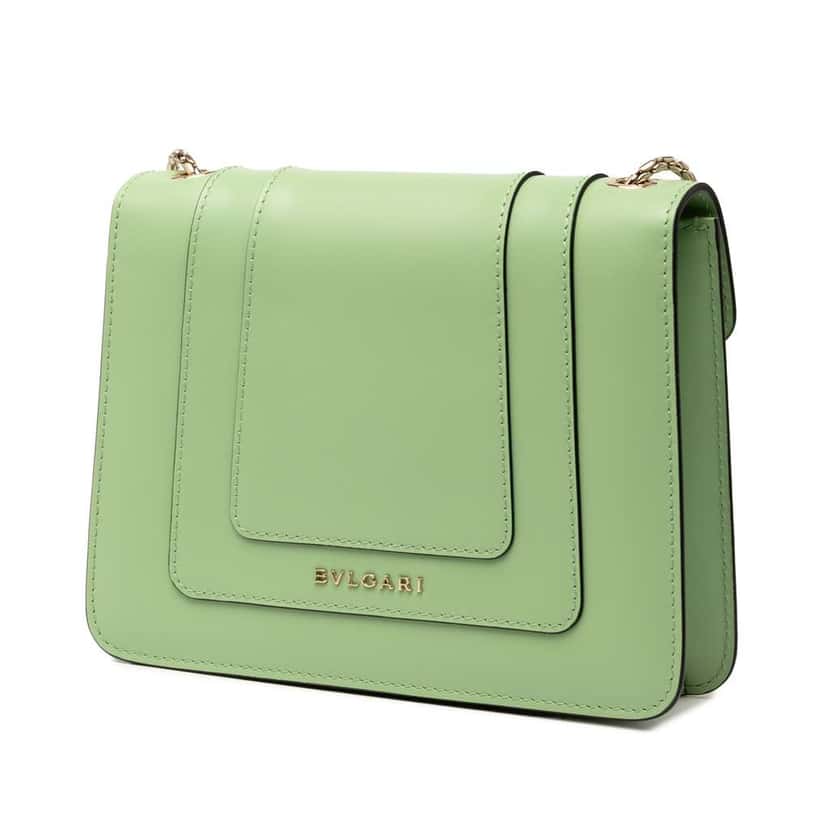 Bvlgari Small Leather Square Serpenti Forever Chain Crossbody Green Leather Good condition - Back View