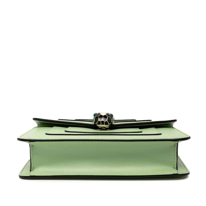 Bvlgari Small Leather Square Serpenti Forever Chain Crossbody Green Leather Good condition - Inside View