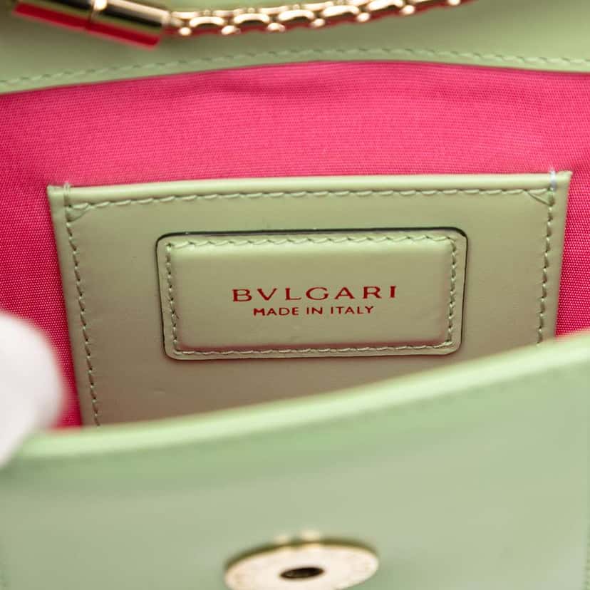 Bvlgari Small Leather Square Serpenti Forever Chain Crossbody Green Leather Good condition - Box View