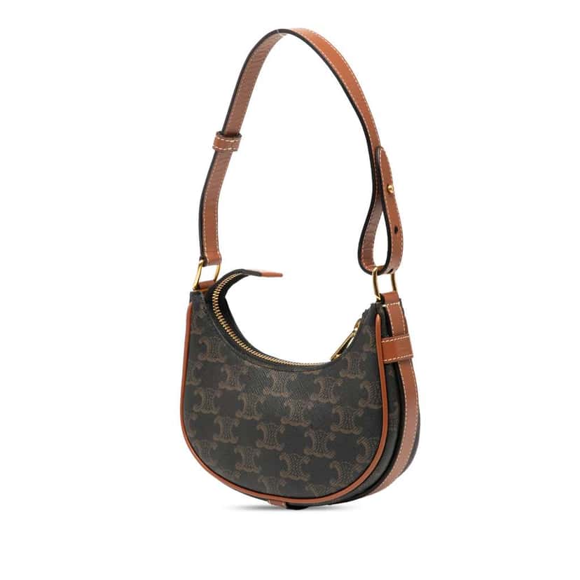 Celine Mini Triomphe Coated Canvas Ava Shoulder Bag Brown Canvas Good condition - Back View