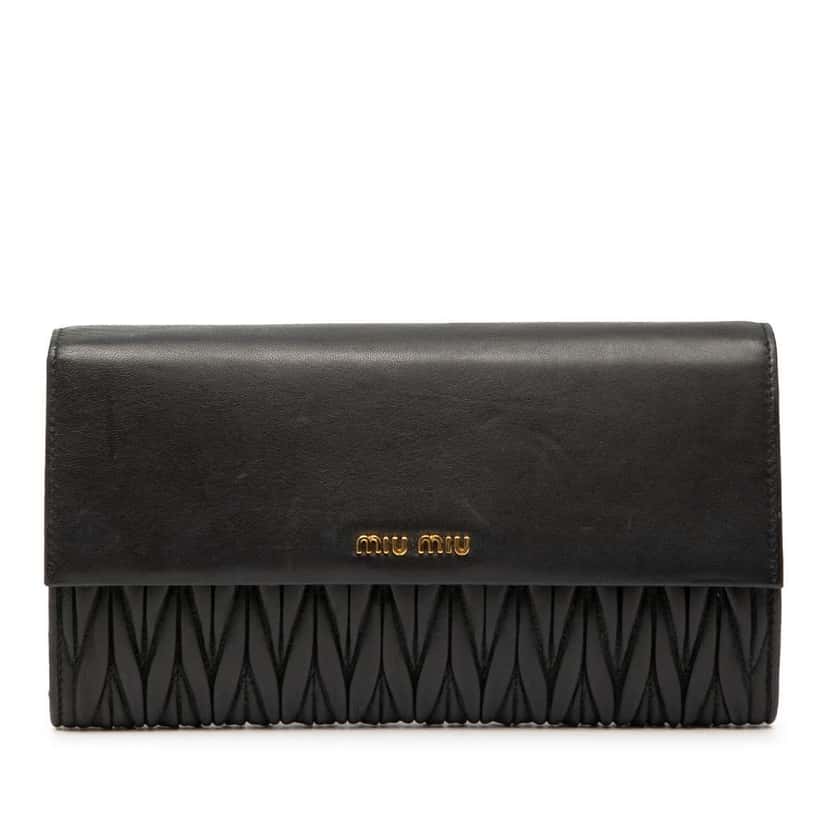 Miu Miu Matelasse Nappa Leather Clutch Black Leather Good condition - Front View