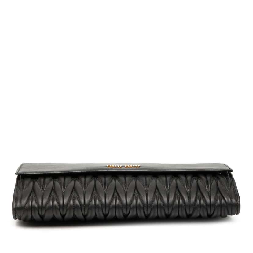 Miu Miu Matelasse Nappa Leather Clutch Black Leather Good condition - Inside View