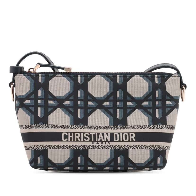 Dior DiorTravel Technical Fabric Macrocannage Nomad Pouch Blue Very good condition - Front View