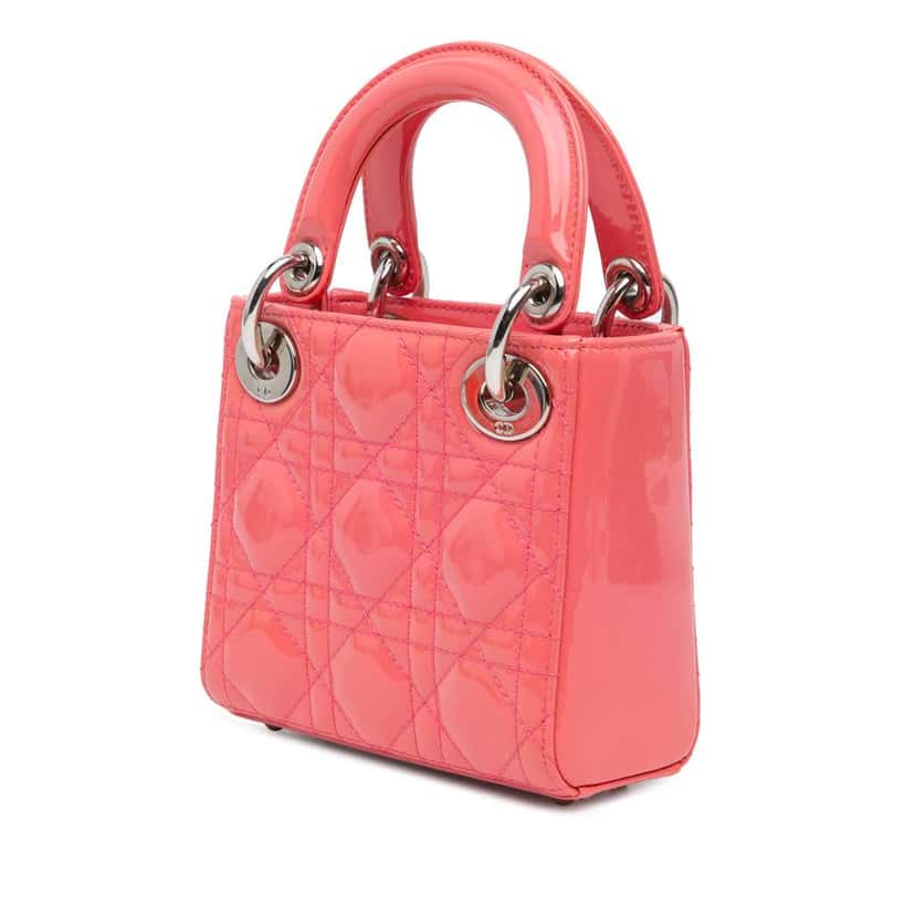 Dior Micro Patent Cannage Lady Dior Pink Leather Very good condition - Back View