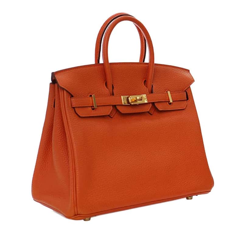 Hermès Togo Birkin Retourne 25 Orange Leather Good condition - Back View
