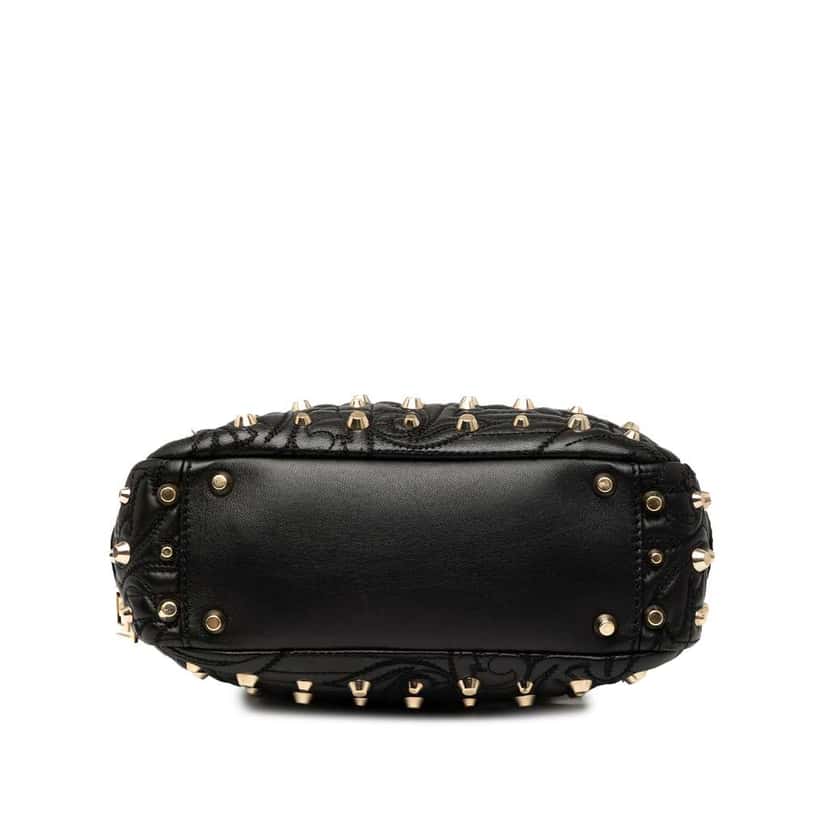 Versace Barocco Quilted Nappa Studded Demetra Vanitas Handbag Black Leather Good condition - Inside View