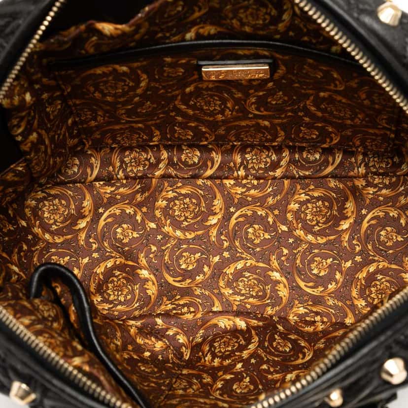Versace Barocco Quilted Nappa Studded Demetra Vanitas Handbag Black Leather Good condition - Model View