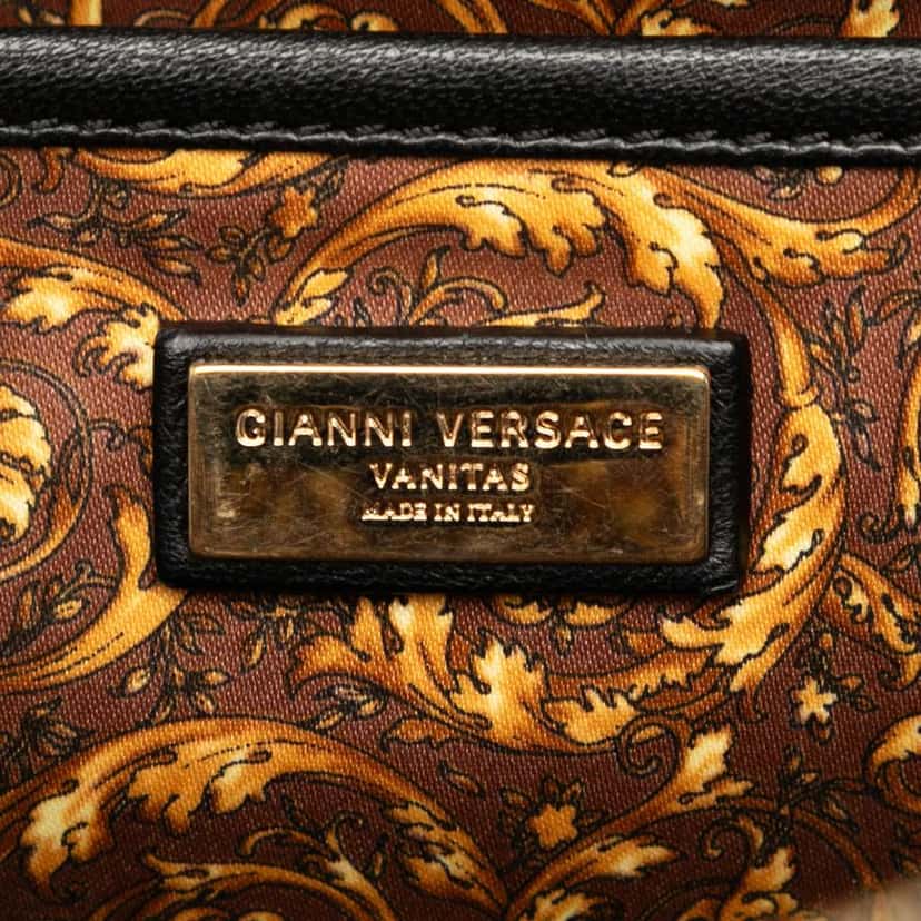 Versace Barocco Quilted Nappa Studded Demetra Vanitas Handbag Black Leather Good condition - Box View