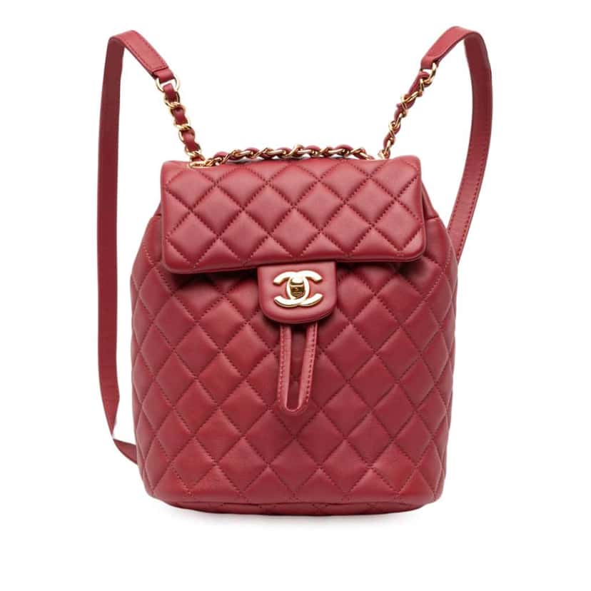 Chanel Mini Quilted Lambskin Urban Spirit Backpack Red Leather Good condition - Front View