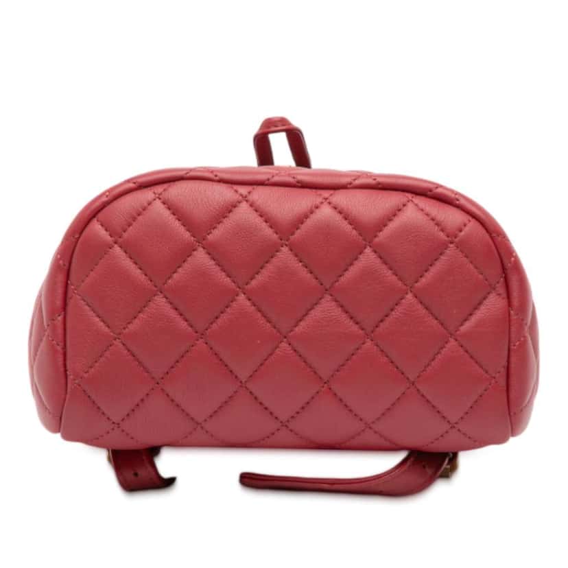 Chanel Mini Quilted Lambskin Urban Spirit Backpack Red Leather Good condition - Inside View