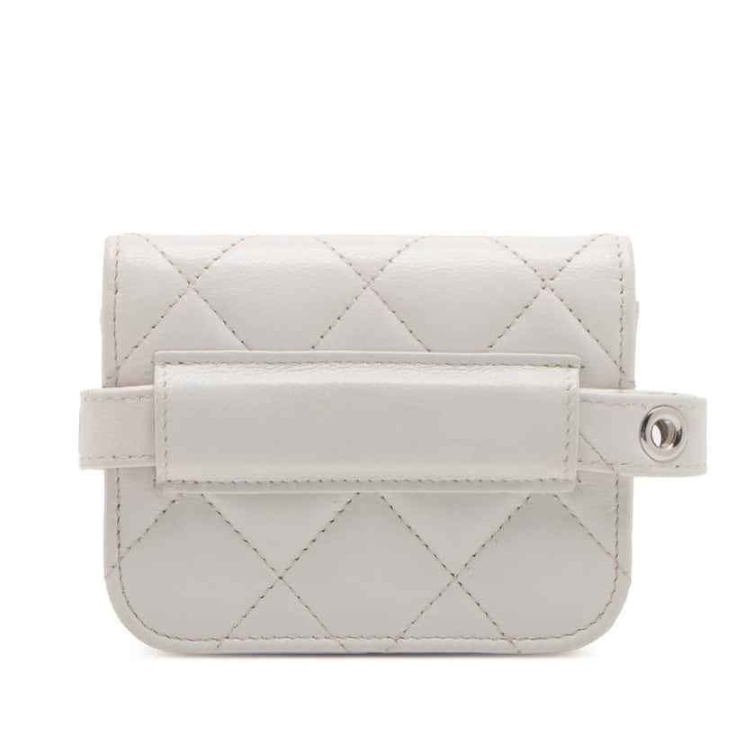 Chanel Quilted Lamsbskin Punk Essentials Chain Flap Belt Bag White Leather Good condition - Back View