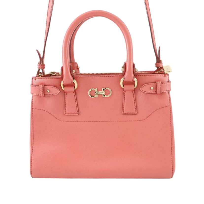 Salvatore Ferragamo Small Leather Gancini Beky Satchel Pink Leather Good condition - Front View