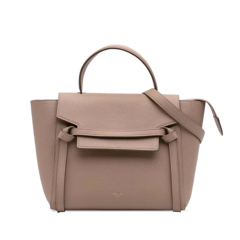 Celine Micro Grained Calfskin Belt Bag Brown Leather Good condition - Front View