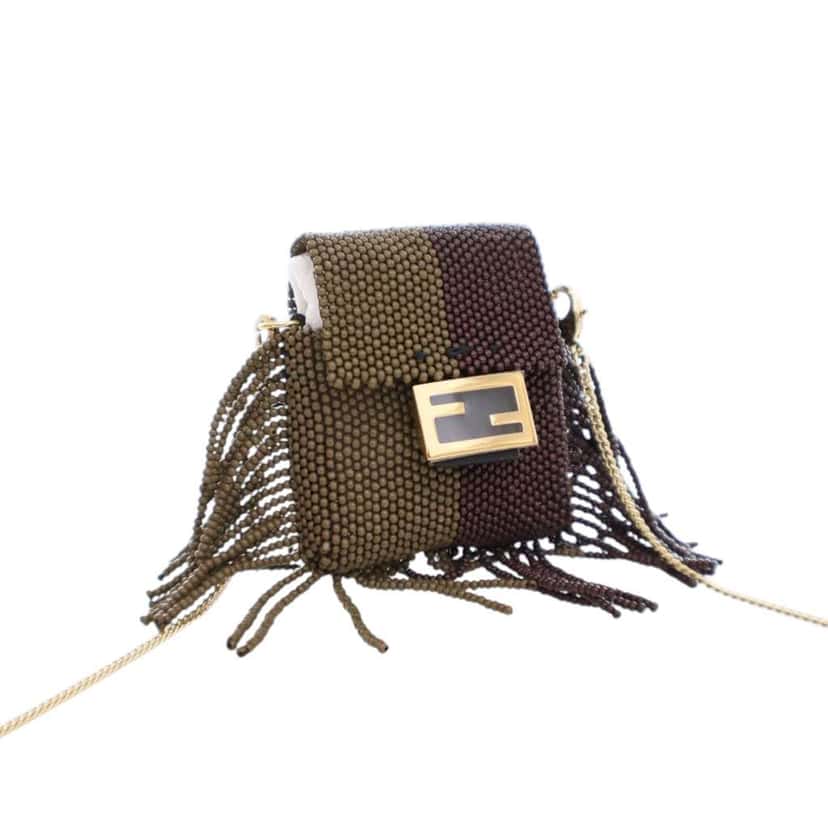 Fendi Beaded Pequin Pico Baguette Charm Crossbody Green Good condition - Inside View