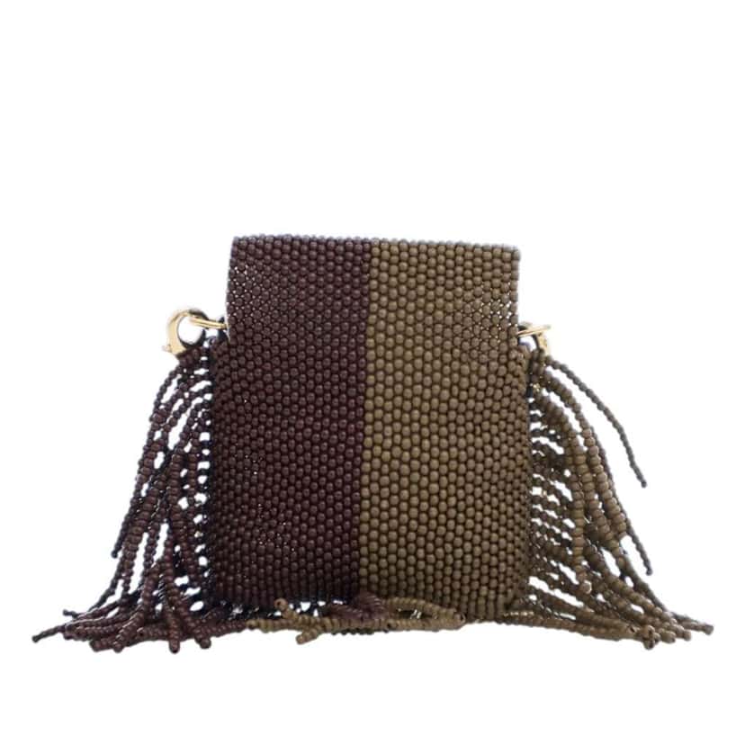 Fendi Beaded Pequin Pico Baguette Charm Crossbody Green Good condition - Model View
