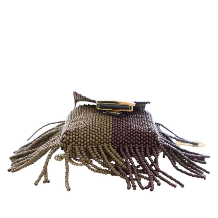 Fendi Beaded Pequin Pico Baguette Charm Crossbody Green Good condition - Box View