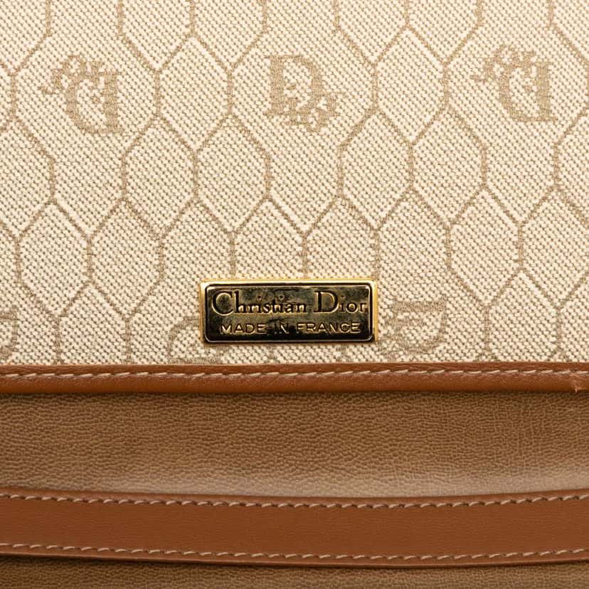 Dior Honeycomb Coated Canvas Chain Shoulder Bag Brown Canvas Good condition - Box View