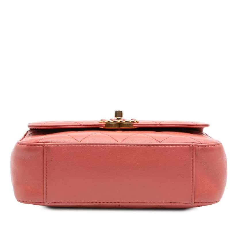 Chanel Quilted Lambskin Chain Infinity Top Handle Bag Pink Leather Very good condition - Inside View