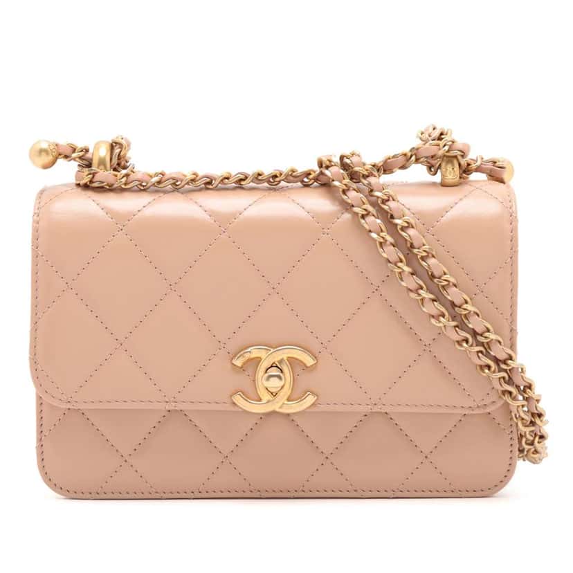 Chanel Mini Quilted Lambskin Perfect Fit Flap Brown Leather Good condition - Front View