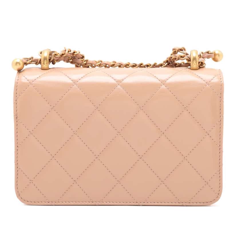 Chanel Mini Quilted Lambskin Perfect Fit Flap Brown Leather Good condition - Back View