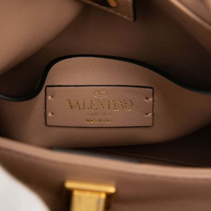 Valentino Small Nappa Roman Stud The Handle Bag Brown Leather Good condition - Box View