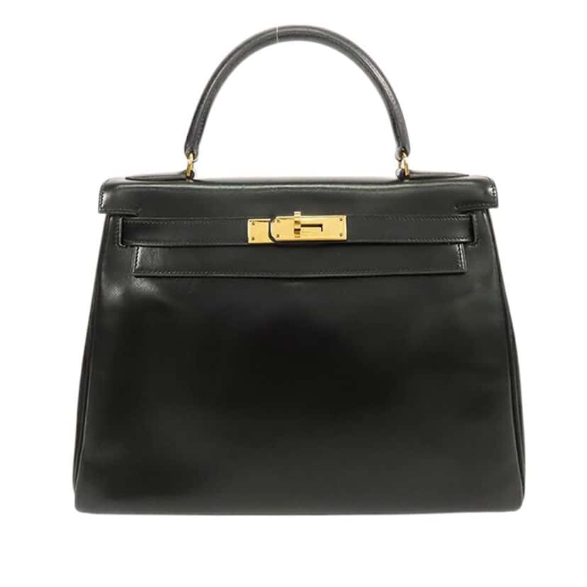 Hermès Box Calf Kelly Retourne 28 Black Leather Good condition - Front View