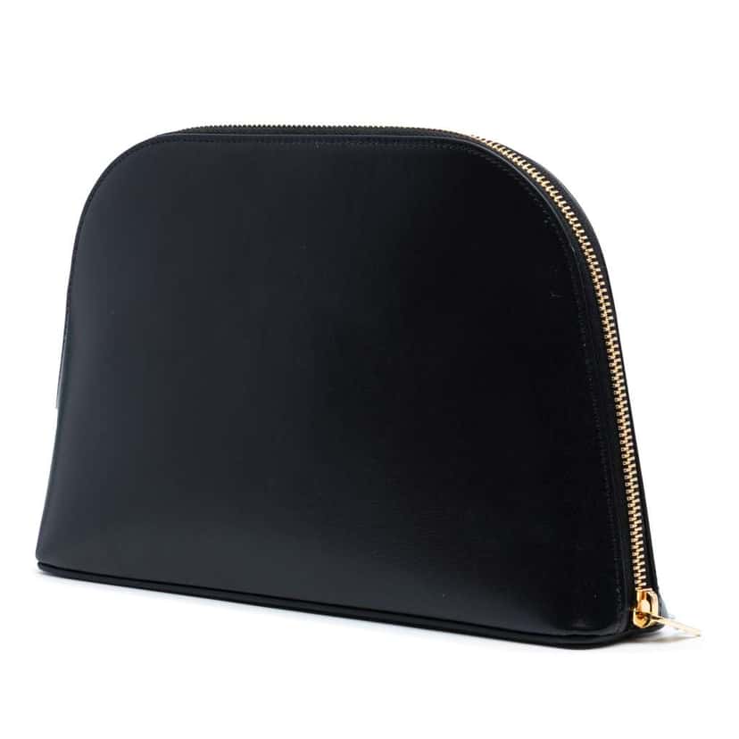 Celine Shiny Calfskin Triomphe Pouch Black Leather Good condition - Back View