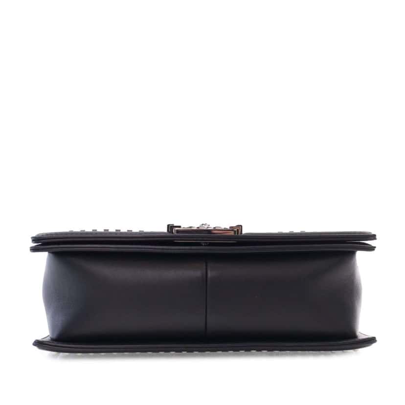 Chanel Old Medium Quilted Tweed and Calfskin Pearl Boy Flap Black Tweed Good condition - Inside View