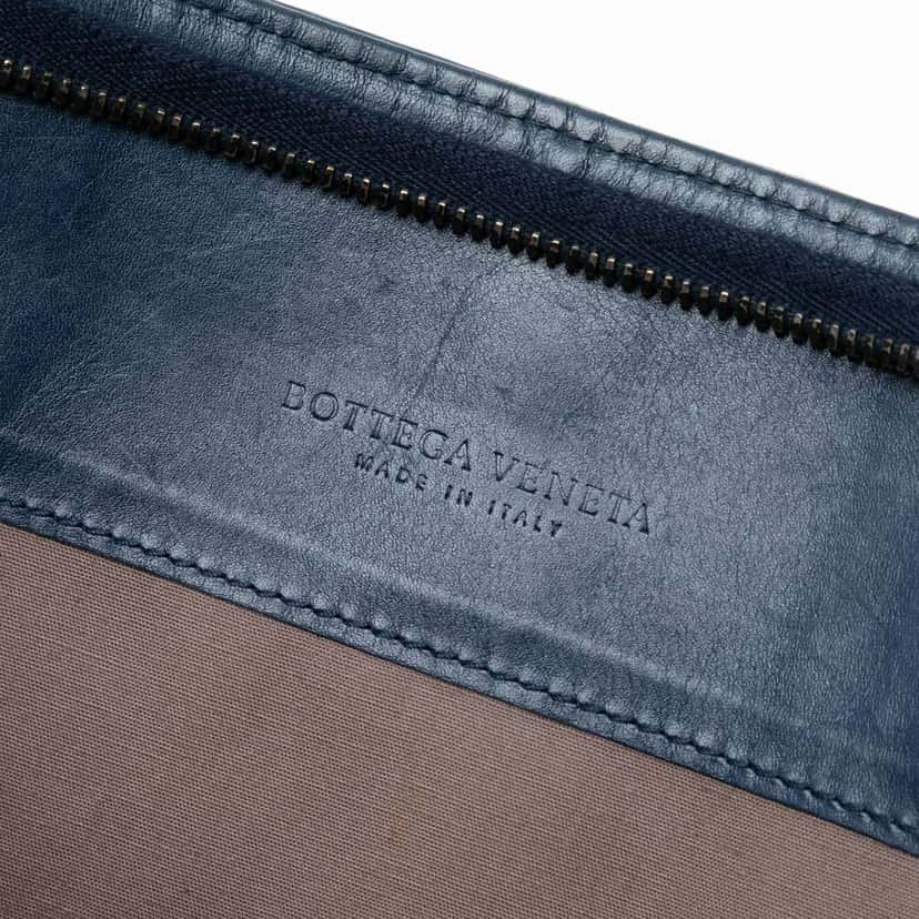 Bottega Veneta Nappa Intrecciato Business Bag Blue Leather Good condition - Box View