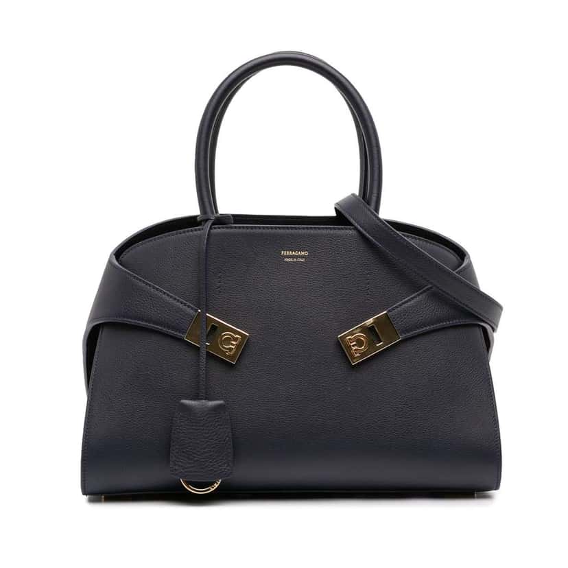 Salvatore Ferragamo Small Leather Hug Satchel Black Leather Good condition - Front View