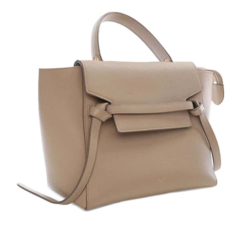 Celine Micro Grained Calfskin Belt Bag Brown Leather Good condition - Model View