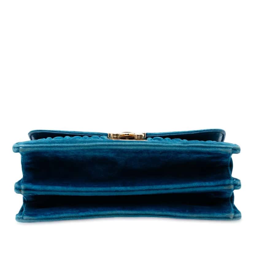 Miu Miu Velluto Matelasse Confidential Chain Crossbody Blue Velvet Good condition - Inside View