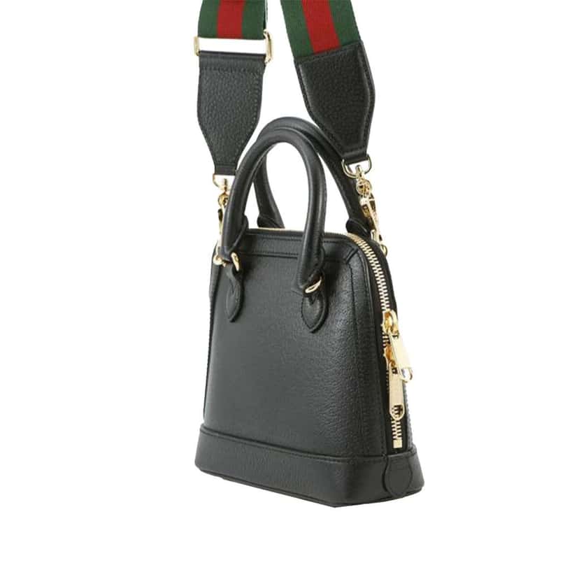 Gucci Adidas Mini Leather Horsebit 1955 Top Handle Bag Black Leather Good condition - Back View