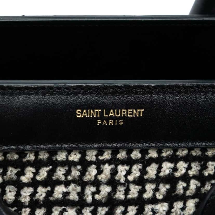 Saint Laurent Small Tweed Houndstooth Sac De Jour Satchel Black Tweed Good condition - Box View