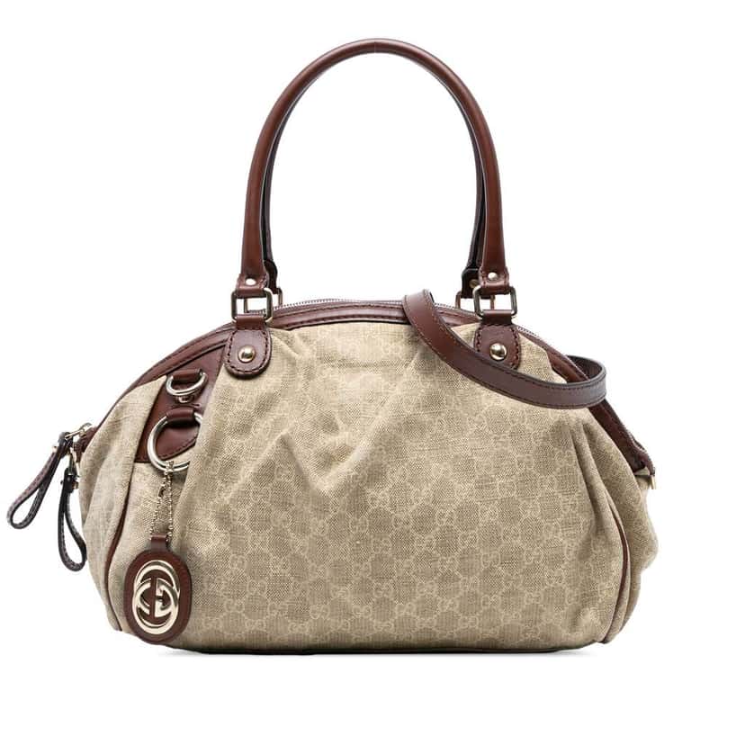 Gucci GG Canvas Sukey Satchel Brown Canvas Good condition - Front View
