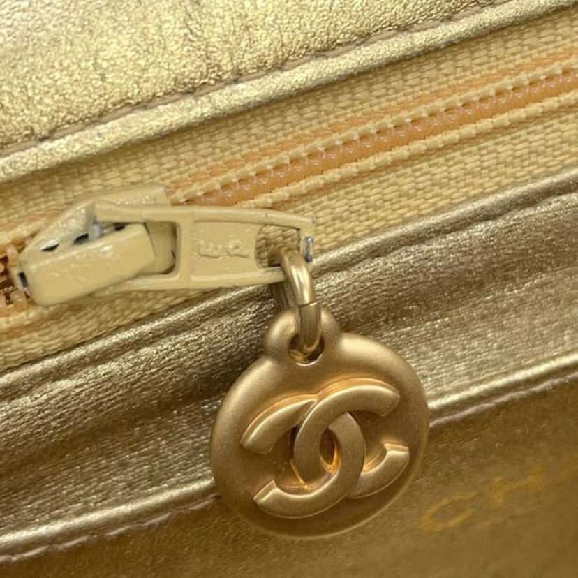 Chanel Mini Square Classic Lambskin Single Flap Gold Leather Good condition - Box View