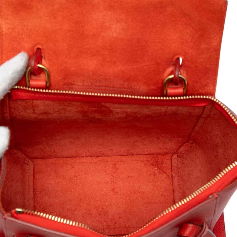 Celine Nano Grained Calfskin Belt Bag Red Leather Good condition - Model View